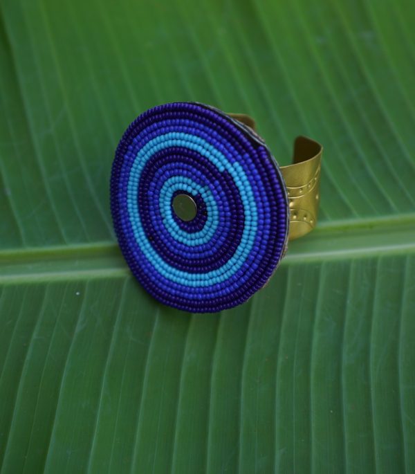 Website Bracelet Blue Swirl Masai Brass