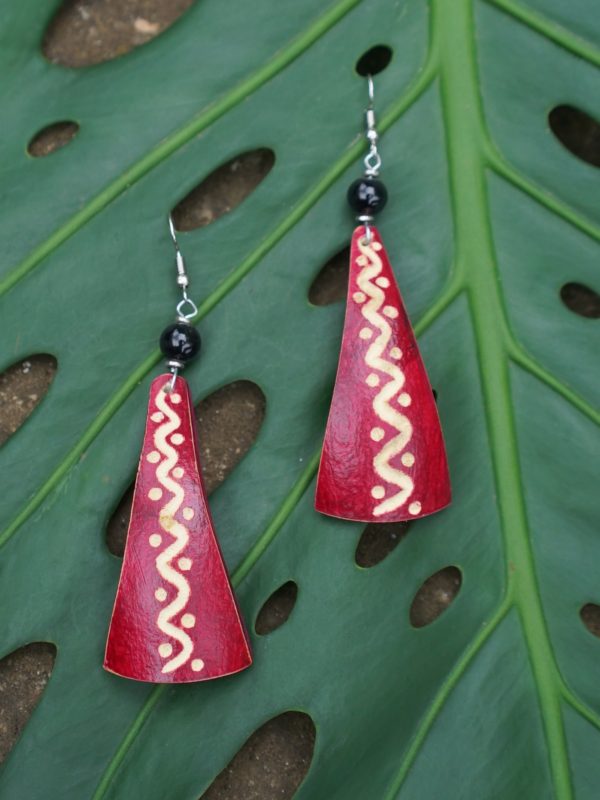 Website Earrings Wooden Triangle Red