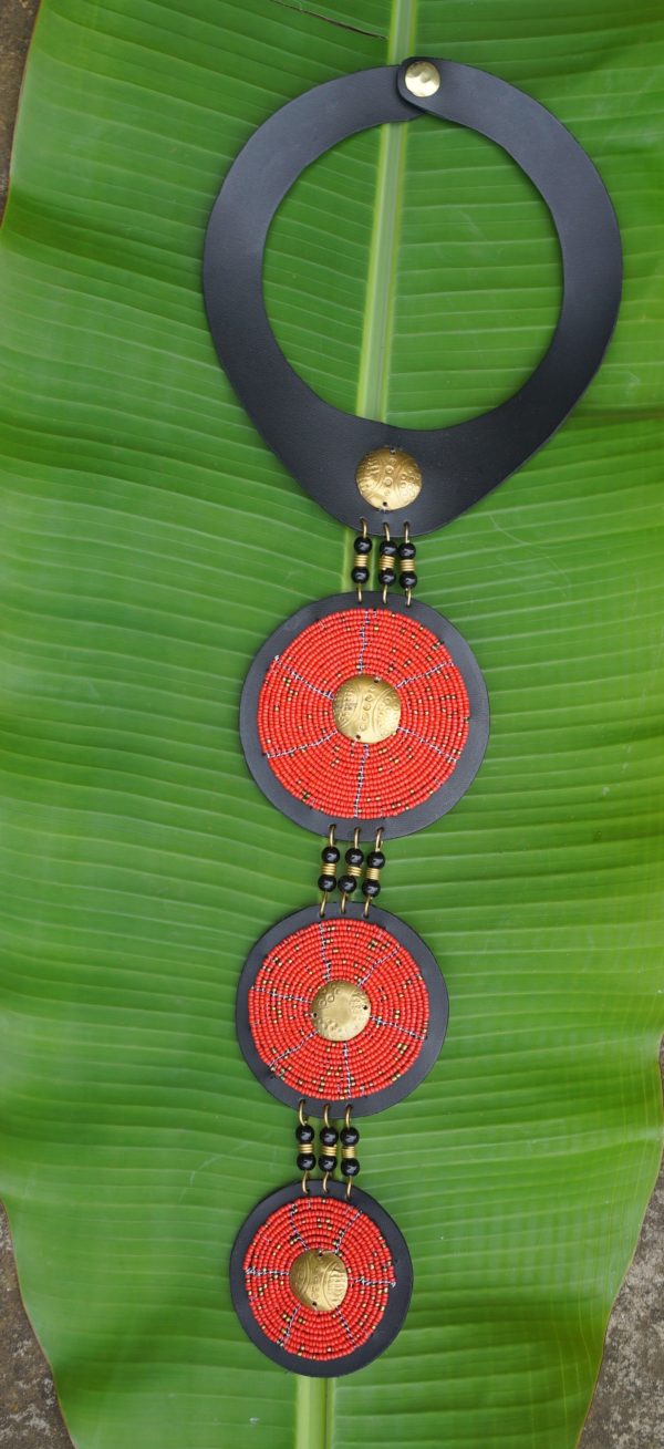 Website Necklace Red Leather Plates